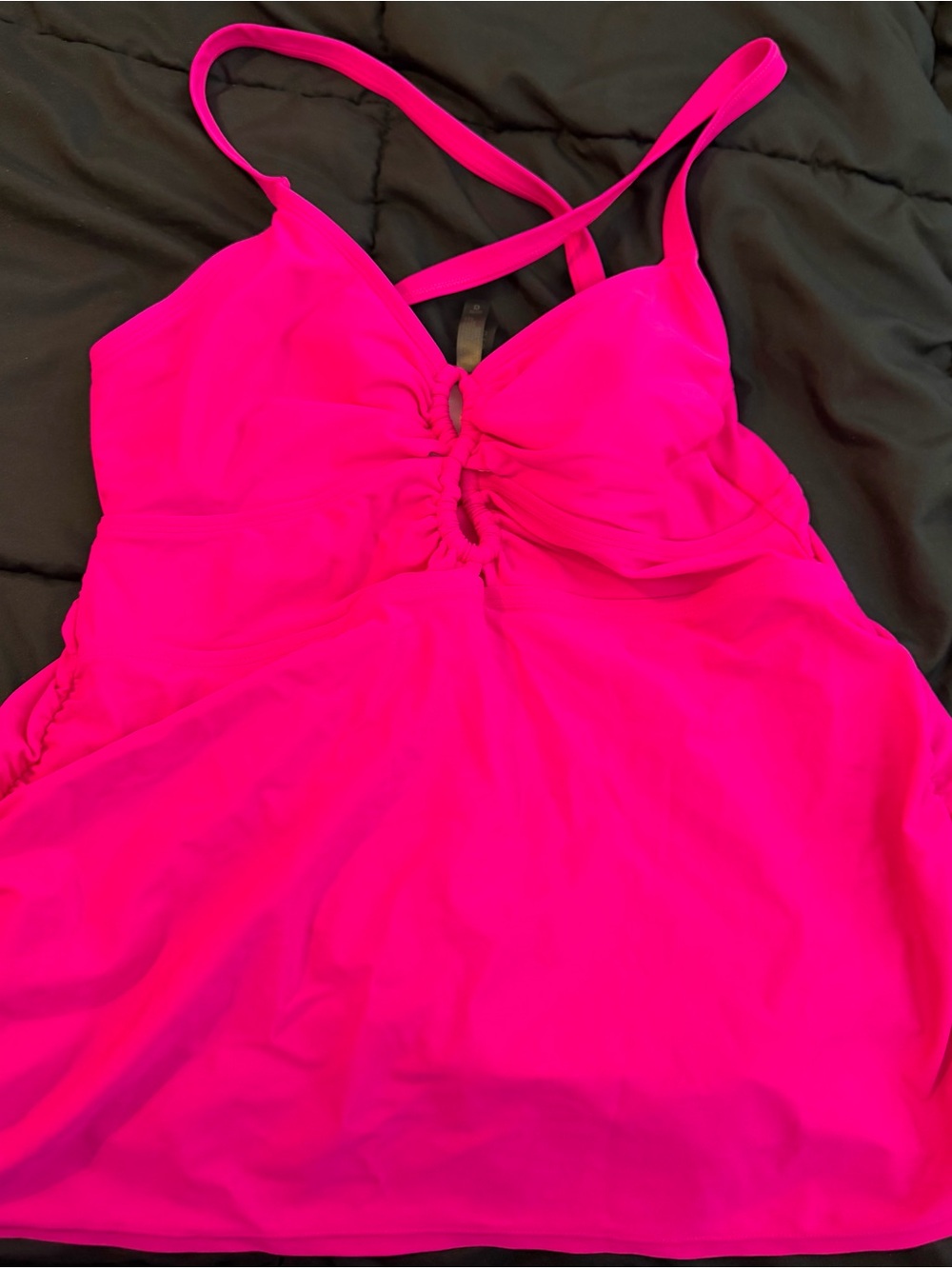 Bright Hot Pink Swimtop Twist Front